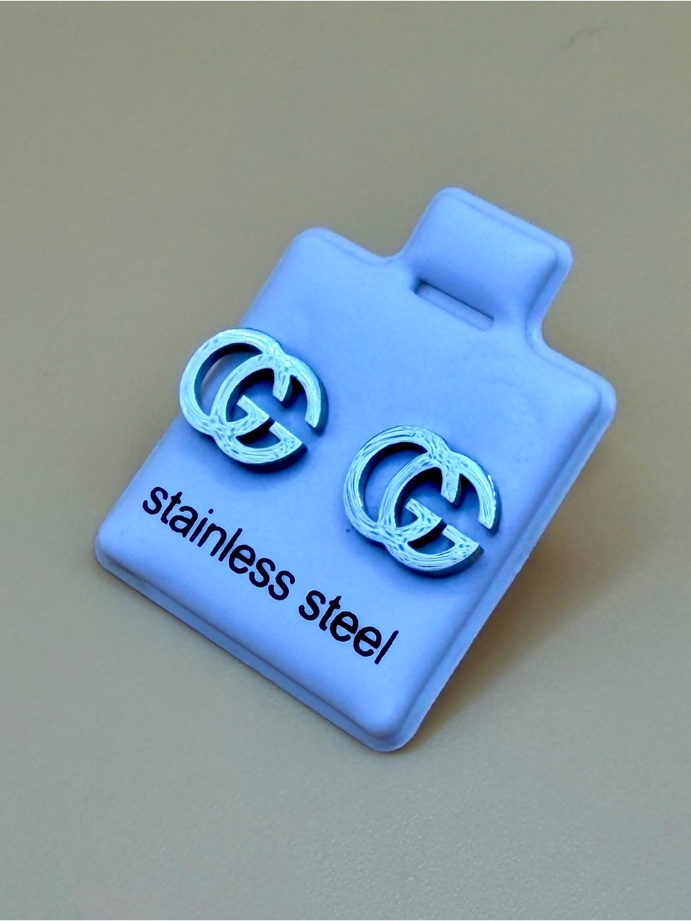 Interlocking Stainless Steel Stud Earrings - Silver Tone